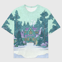Футболка оверсайз мужская Новый год - двор, цвет: 3D-принт