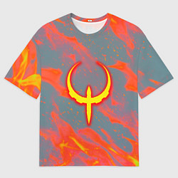 Футболка оверсайз мужская Quake огонь лого, цвет: 3D-принт