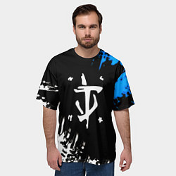 Футболка оверсайз мужская Doom краски лого текстура, цвет: 3D-принт — фото 2