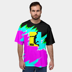 Футболка оверсайз мужская NBA неоновые краски текстура, цвет: 3D-принт — фото 2
