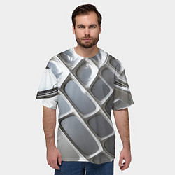 Футболка оверсайз мужская Полированный металл серебряный, цвет: 3D-принт — фото 2