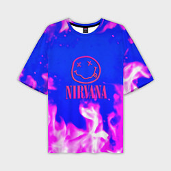 Футболка оверсайз мужская Nirvana neon flame, цвет: 3D-принт