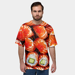 Футболка оверсайз мужская Филадельфия с красной икрой, цвет: 3D-принт — фото 2