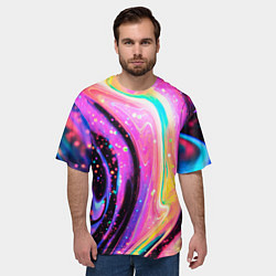 Футболка оверсайз мужская Жидкая энергия космоса - нейросеть, цвет: 3D-принт — фото 2