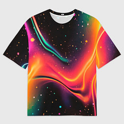 Футболка оверсайз мужская Жидкая пленка в блестках - нейросеть, цвет: 3D-принт
