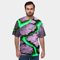 Футболка оверсайз мужская Треснувший камень зелёный, цвет: 3D-принт — фото 2