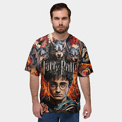 Футболка оверсайз мужская Гарри Поттер и мифические существа, цвет: 3D-принт — фото 2