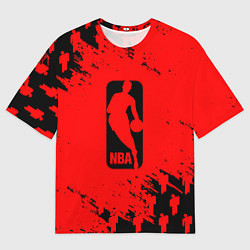 Футболка оверсайз мужская NBA краски баскетбол, цвет: 3D-принт