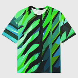 Футболка оверсайз мужская Чёрно-зелёная абстракция, цвет: 3D-принт