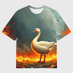 Футболка оверсайз мужская Гусь в огне, цвет: 3D-принт