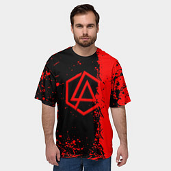Футболка оверсайз мужская Linkin park краски всплеск текстура, цвет: 3D-принт — фото 2