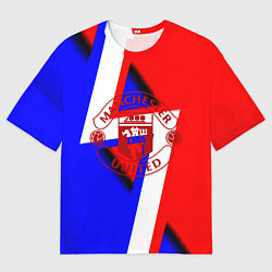 Футболка оверсайз мужская Манчестер юнайтед геомтерия, цвет: 3D-принт