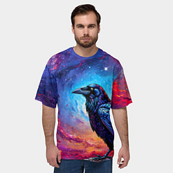 Футболка оверсайз мужская Черный ворон на фоне космоса, цвет: 3D-принт — фото 2