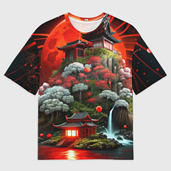 Футболка оверсайз мужская Японская гора природа, цвет: 3D-принт