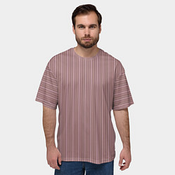 Футболка оверсайз мужская Пыльно-розовый в тонкую полоску, цвет: 3D-принт — фото 2
