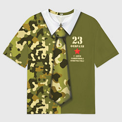 Футболка оверсайз мужская С Днём защитника Отечества - галстук, цвет: 3D-принт