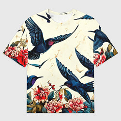 Футболка оверсайз мужская Стая ласточек, цвет: 3D-принт