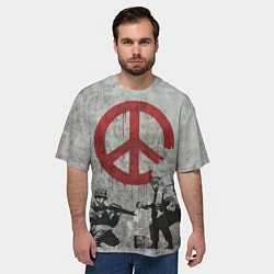 Футболка оверсайз мужская Banksy - peace, цвет: 3D-принт — фото 2