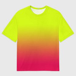 Футболка оверсайз мужская Градиент салатовый в розовый, цвет: 3D-принт