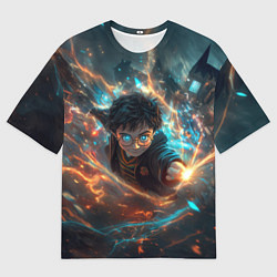 Футболка оверсайз мужская Гарри Поттер - вихрь магии, цвет: 3D-принт