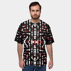 Футболка оверсайз мужская Чёрно-красные диагональные полосы на белом фоне, цвет: 3D-принт — фото 2