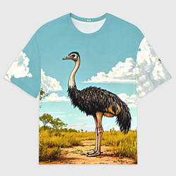 Футболка оверсайз мужская Страус в природе, цвет: 3D-принт
