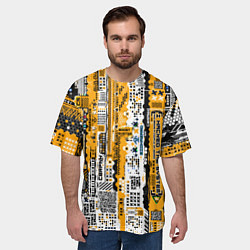 Футболка оверсайз мужская Cyberpunk pattern yellow, цвет: 3D-принт — фото 2