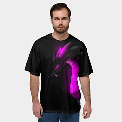 Футболка оверсайз мужская Дракон неоновый, цвет: 3D-принт — фото 2