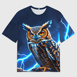 Футболка оверсайз мужская Сова и разряды молний, цвет: 3D-принт