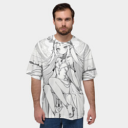 Футболка оверсайз мужская Эльфийка рисунок карандашом, цвет: 3D-принт — фото 2