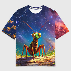 Футболка оверсайз мужская Богомол и звездное небо, цвет: 3D-принт