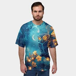 Футболка оверсайз мужская Сова на ветке дерева, цвет: 3D-принт — фото 2