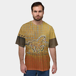 Футболка оверсайз мужская Конь на тетрадном листе, цвет: 3D-принт — фото 2