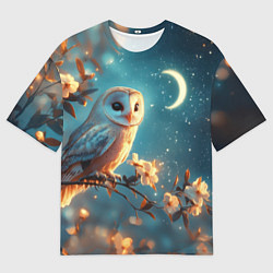 Футболка оверсайз мужская Сова и звездное небо, цвет: 3D-принт