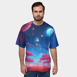Футболка оверсайз мужская Красный лес, цвет: 3D-принт — фото 2