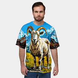 Футболка оверсайз мужская Горный козел, цвет: 3D-принт — фото 2