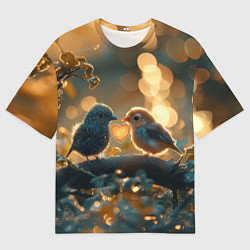 Футболка оверсайз мужская Влюбленные птички, цвет: 3D-принт