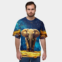Футболка оверсайз мужская Слон и космическое небо, цвет: 3D-принт — фото 2