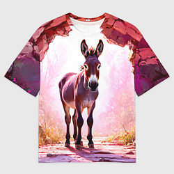 Футболка оверсайз мужская Осел в розовом свете, цвет: 3D-принт