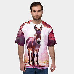 Футболка оверсайз мужская Осел в розовом свете, цвет: 3D-принт — фото 2