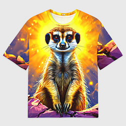 Футболка оверсайз мужская Сурикат в яркиз лучах солнца, цвет: 3D-принт