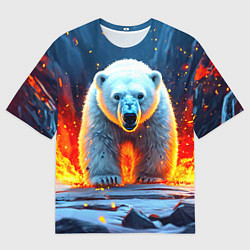 Футболка оверсайз мужская Белый медведь в огне, цвет: 3D-принт