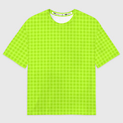 Футболка оверсайз мужская Кислотный зелёный паттерн клетка, цвет: 3D-принт