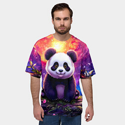 Футболка оверсайз мужская Панда и космическое небо, цвет: 3D-принт — фото 2