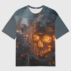 Мужская футболка оверсайз Череп - огонь