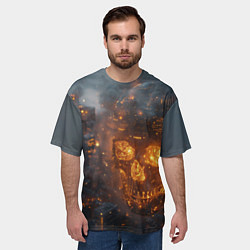 Футболка оверсайз мужская Череп - огонь, цвет: 3D-принт — фото 2