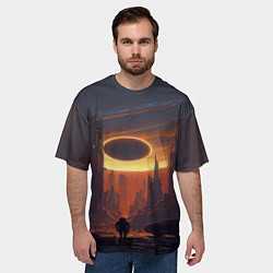 Футболка оверсайз мужская Космос - человек, цвет: 3D-принт — фото 2