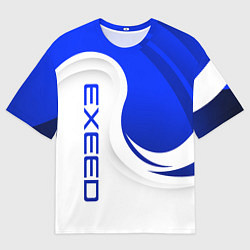 Мужская футболка оверсайз Exeed - синий и белый