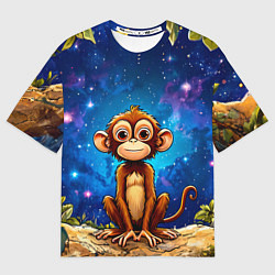 Футболка оверсайз мужская Обезьянка в звездную ночь, цвет: 3D-принт