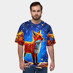 Футболка оверсайз мужская Лиса и звездное небо, цвет: 3D-принт — фото 2